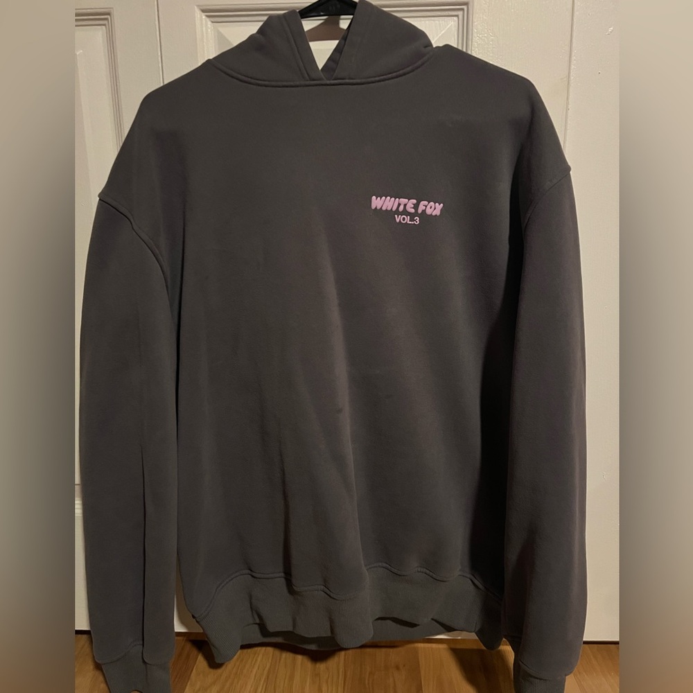 White Fox Vol.3 Dark Gray Hoodie with Pink Logo